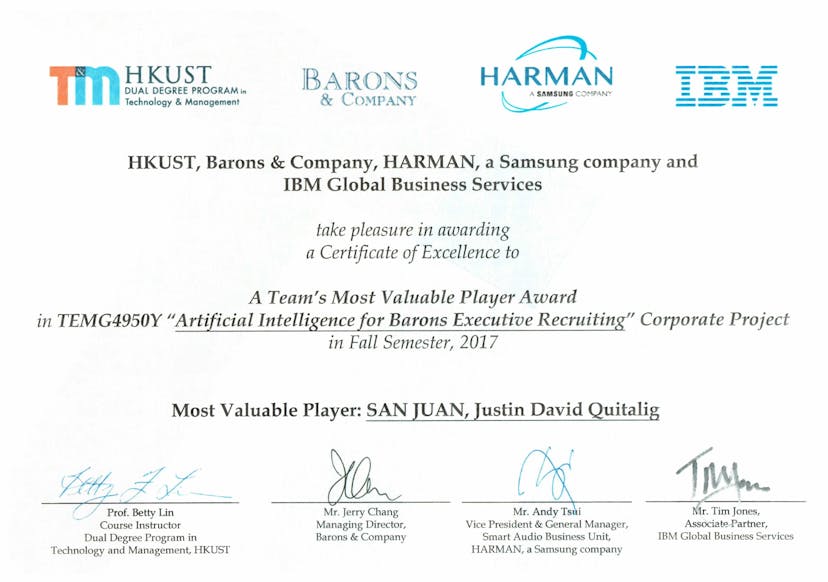 Most Valuable Player in Executive Recruiting Consulting Corporate Project
